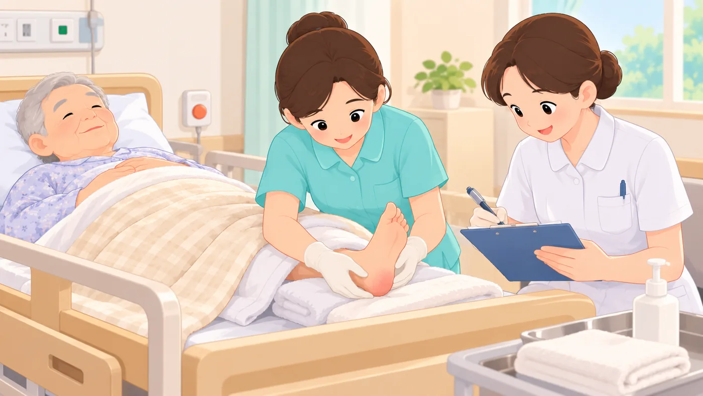 머리부터 발끝까지 피부를 확인하는 모습